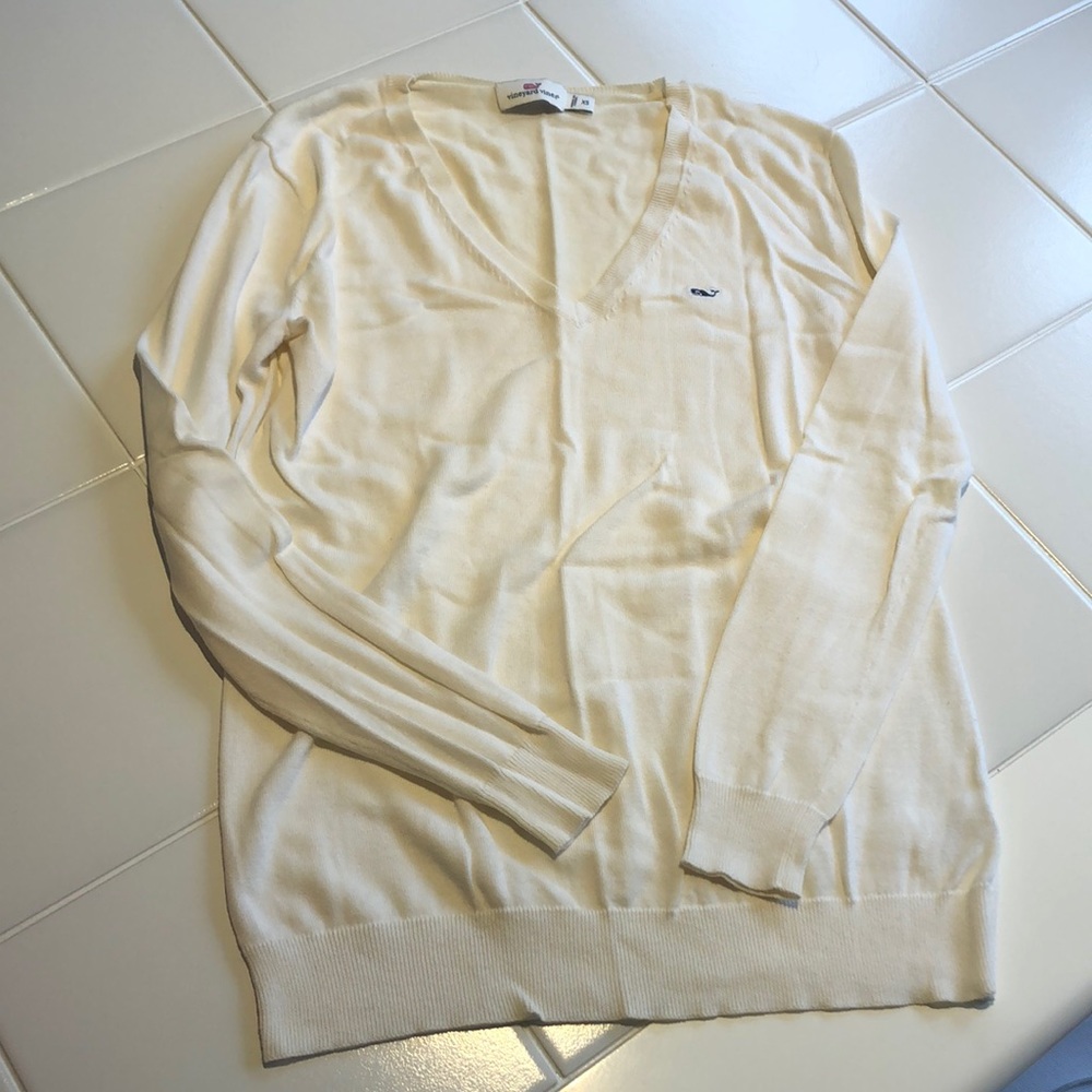 Vineyard Vines Cream V-Neck Sweater